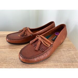 Vintage Greg Norman Men's Classic Brown Leather Tassel Loafers Shoes size 8.5
